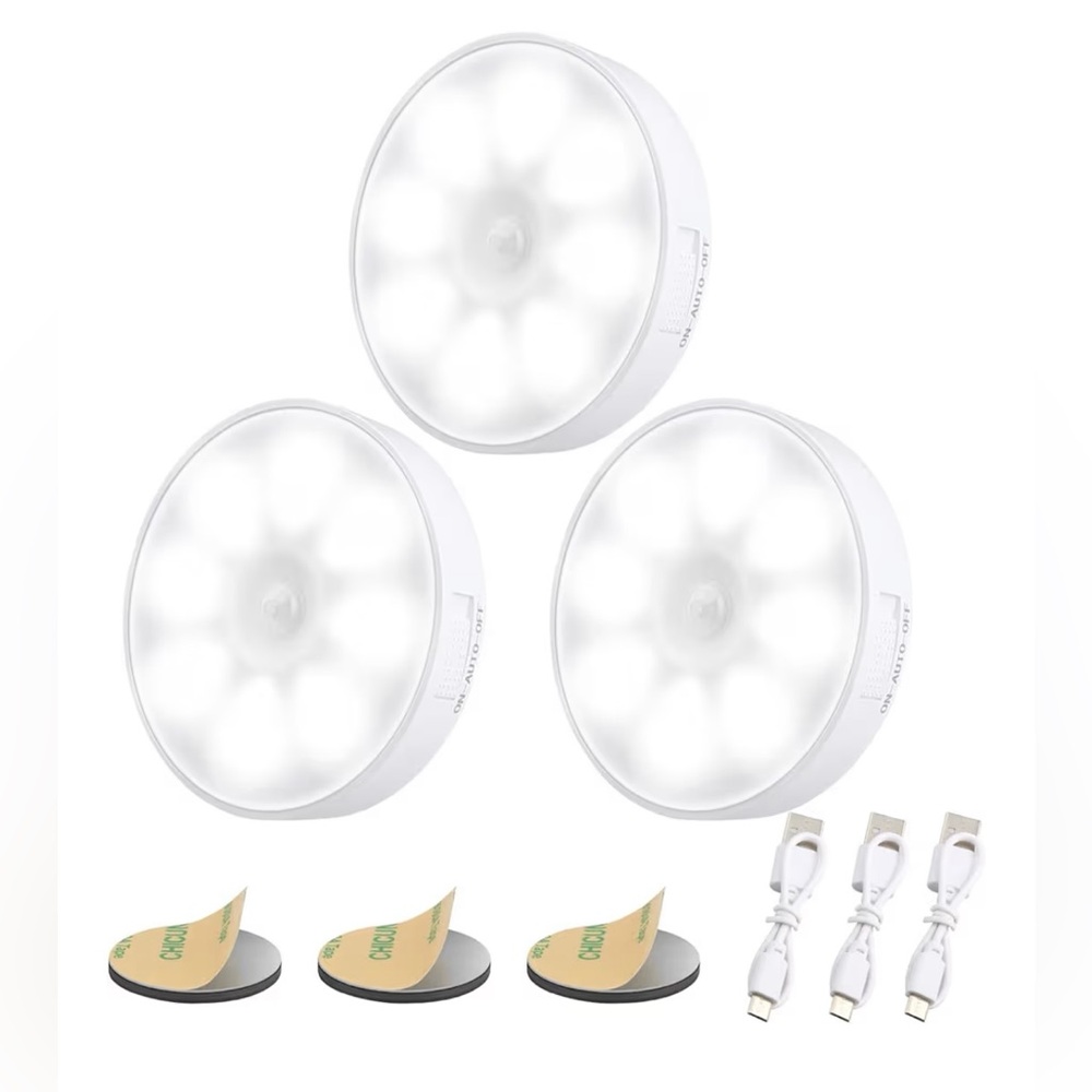 🆕 Set of 3 LED Motion Sensor Puck Lights